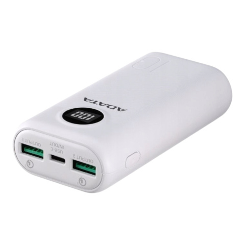 Powerbank ADATA P10000QCD 10000mAh biały z wyświetlaczem Powerbank ADATA P10000QCD 10000mAh biały z wyświetlaczem