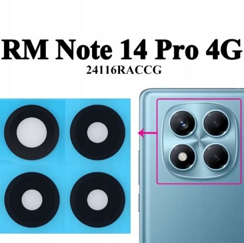 Szkła aparatu Xiaomi Redmi Note 14 Pro 4G szkiełko obiektywów wklejki klej